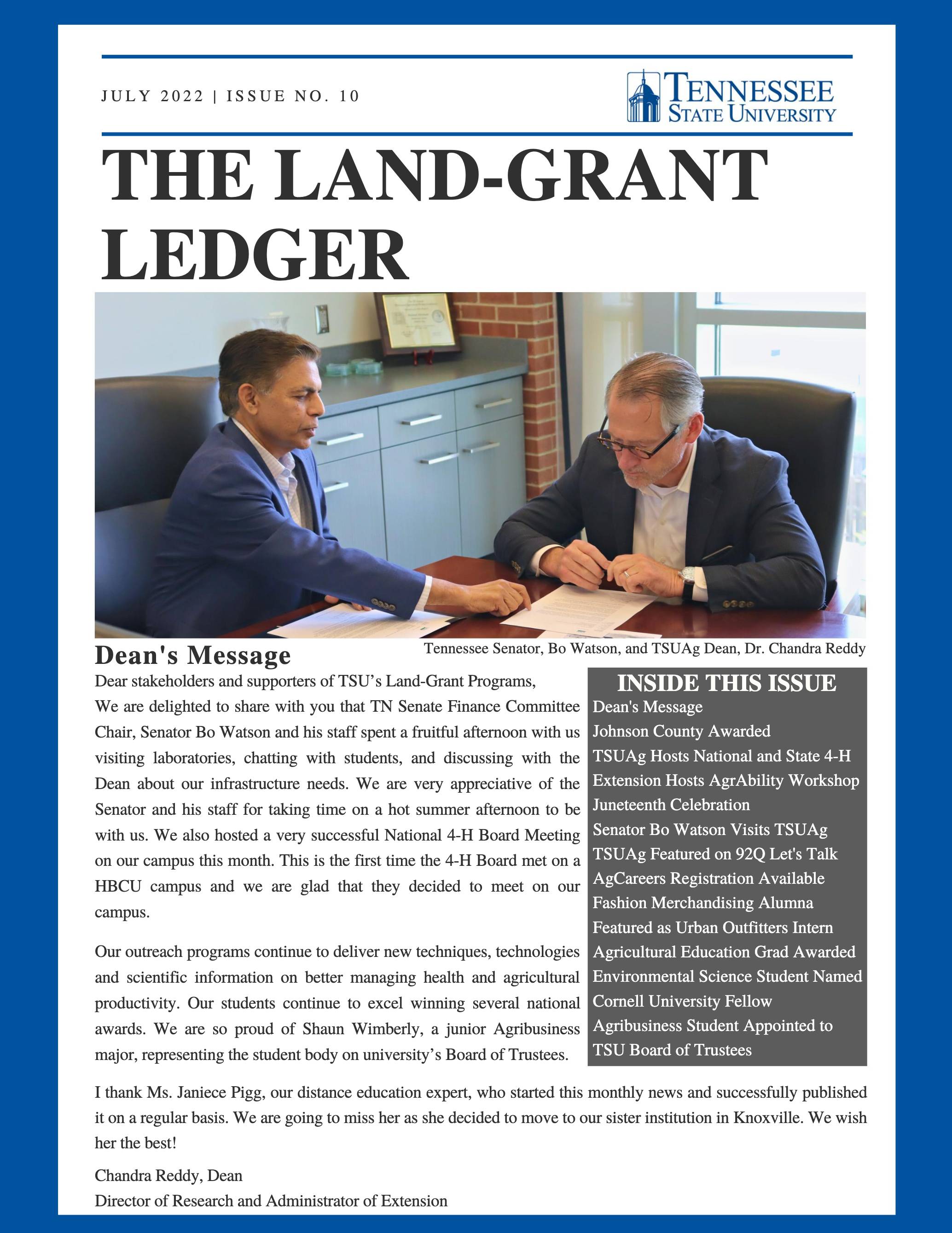 July 22 Land-Grant Ledger