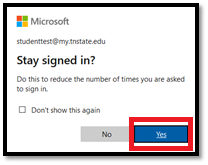 MyTSU Signed In Yes Button