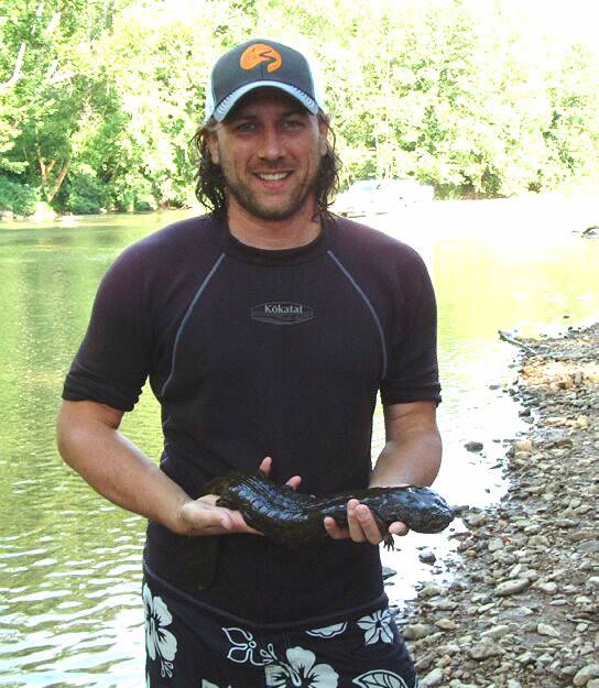 Dr. Sutton with a Hellbender