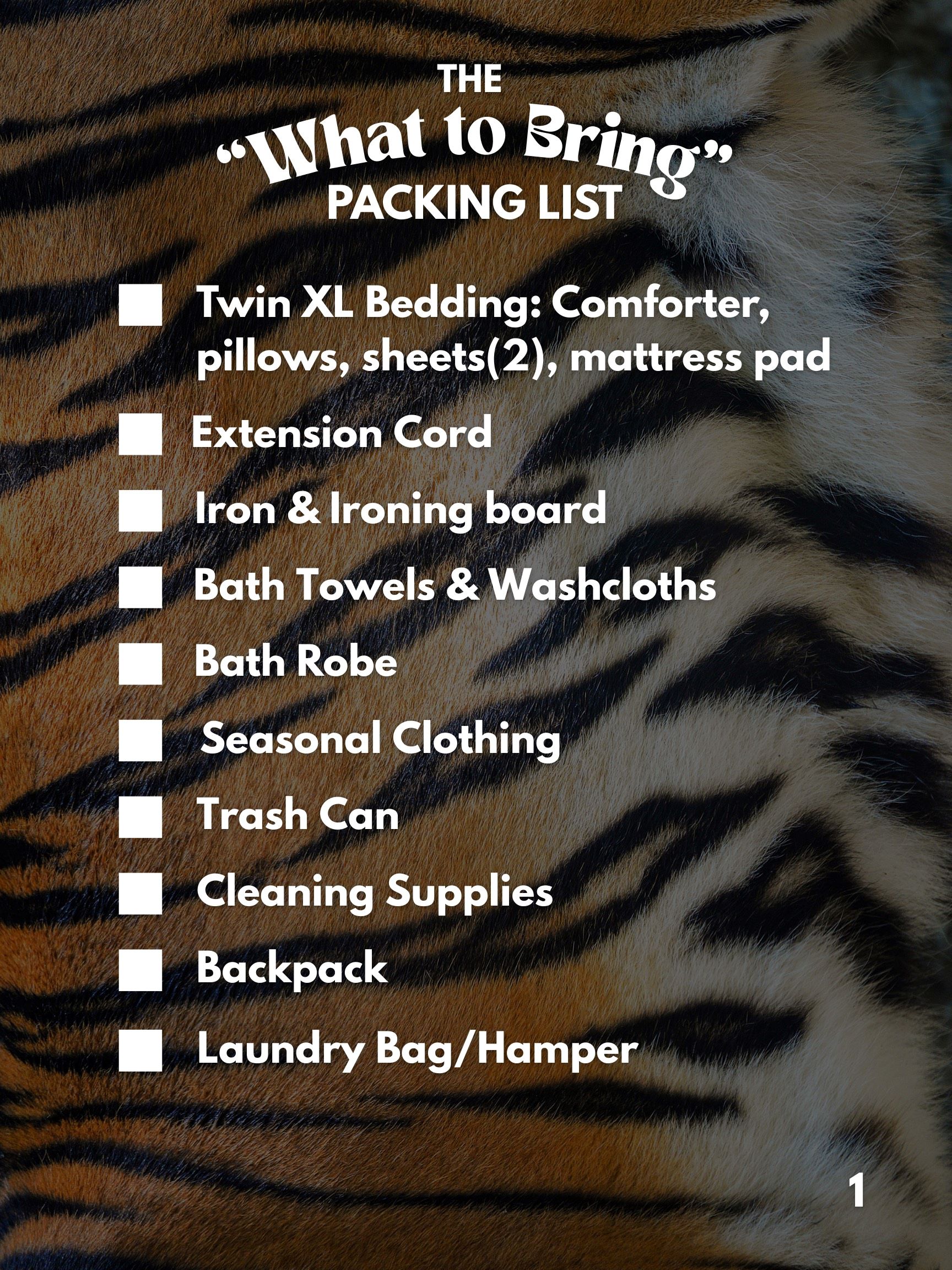 What to Bring List