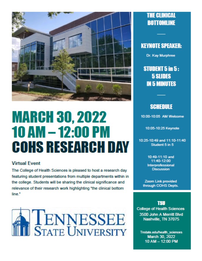 Flyer for College of Health Sciences Research Day 2022