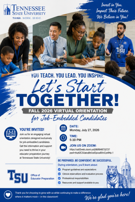 Job-Embedded Fall 2026 Orientation Flyer